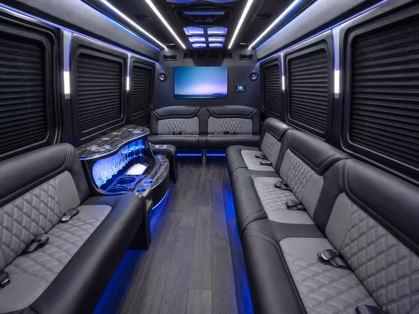 frederick 18 passenger party bus interior